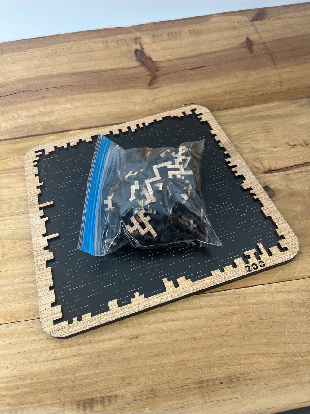 Very Hard Puzzle Laser-Cut Wood Puzzle Board with Black Insert and Pieces